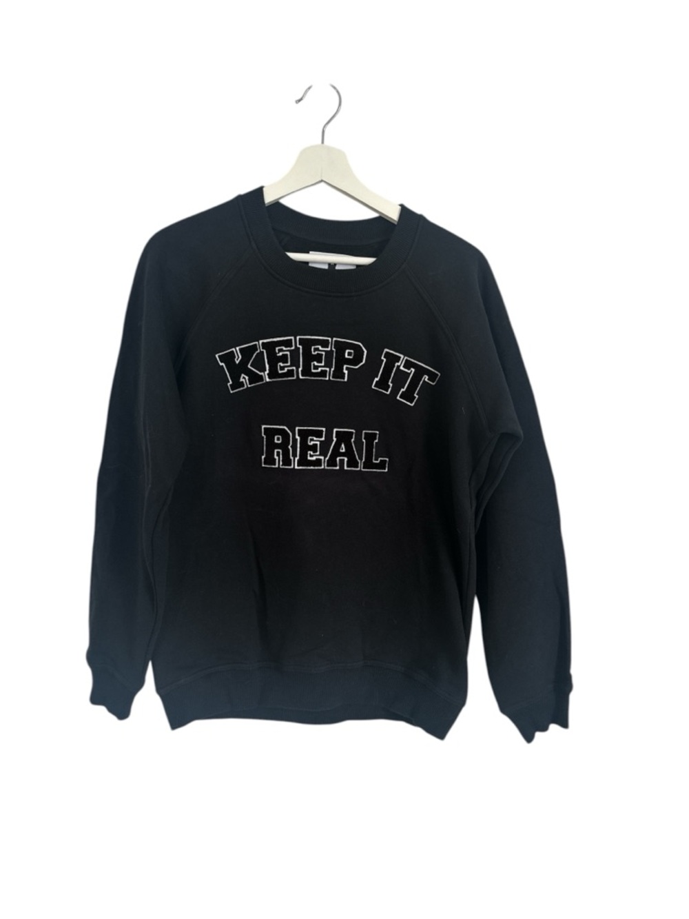 Keep It Real Black Graphic Crew Sweatshirt